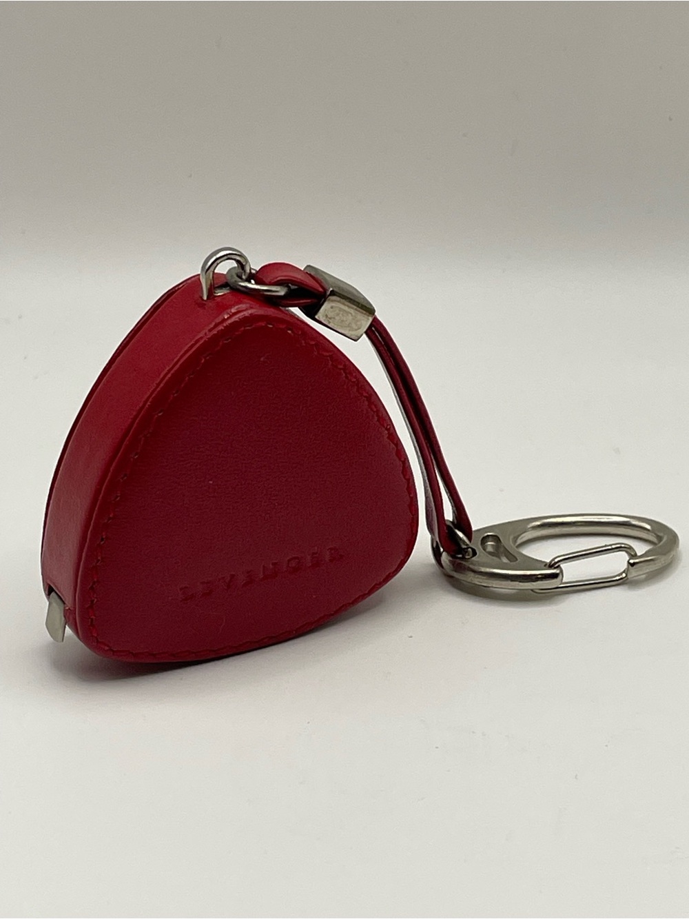 Levenger Red Leather Triangular 79" Retractable Metal Tape Measure - RARE FIND